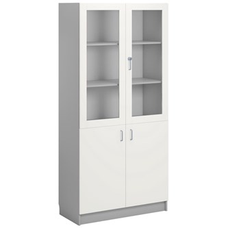 Norden FSC materialeskab 2 laminat-/2 glaslåger B100xD47xH210 cm lysegrå