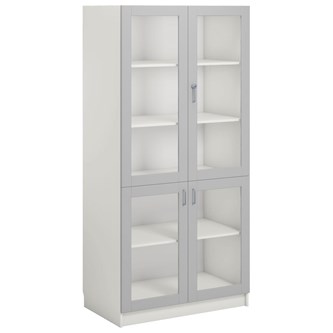 Norden FSC materialeskab 4 glaslåger B100xD60xH210 hvid