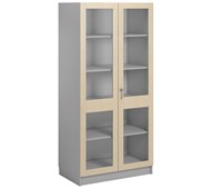 Norden FSC materialeskab 2 glaslåger B100xD60xH210 lysegrå