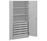 Norden materialeskab m/3 hylder og 12 skuffer B100xD47xH210 lysgrå