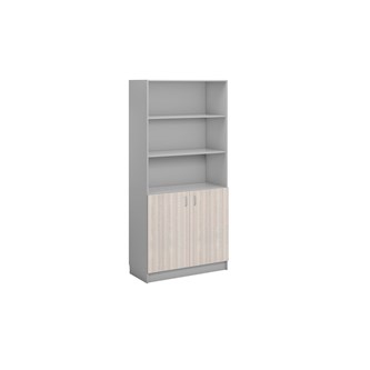 Norden FSC bogreol med skab B100xD47xH210 lysegrå