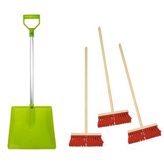 Haveredskaber - Sneskovl m/aluskaft og børnekoste