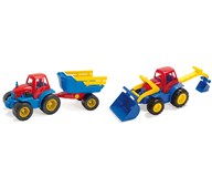Traktor med anhænger og traktorgraver