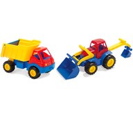 Traktorgraver og lastbil
