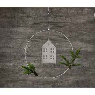 Julekrans med et hus