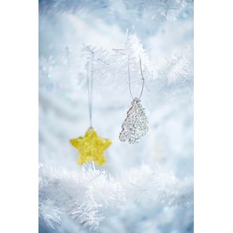 Glitterpynt - juletræ og stjerne
