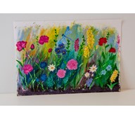 Oliemaleri af en blomstereng