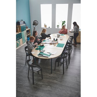 12:38 FSC bord akustik optimal laminat halvrundt 120-60 cm sølv understel