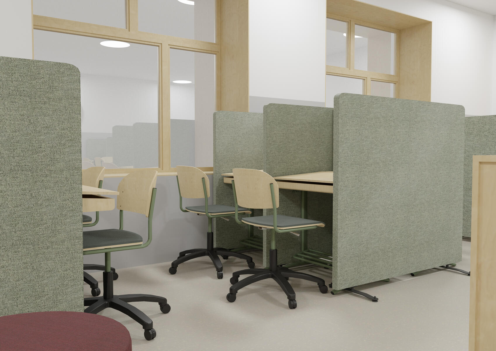 Klasseværelse indrettet efter Elme-modellen